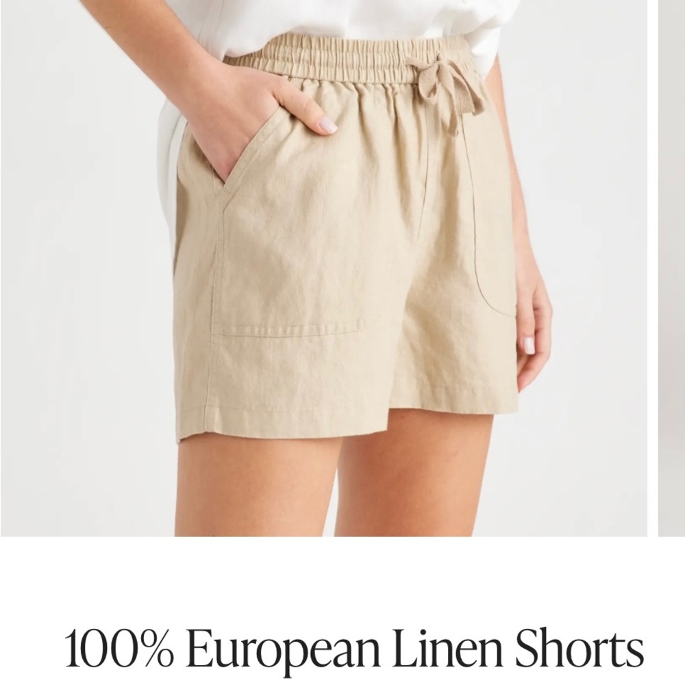 Quince Linen Shorts, Medium, Khaki